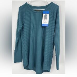 Chasor Women's Thermal Waffle Long Sleeve Top-Green Size L